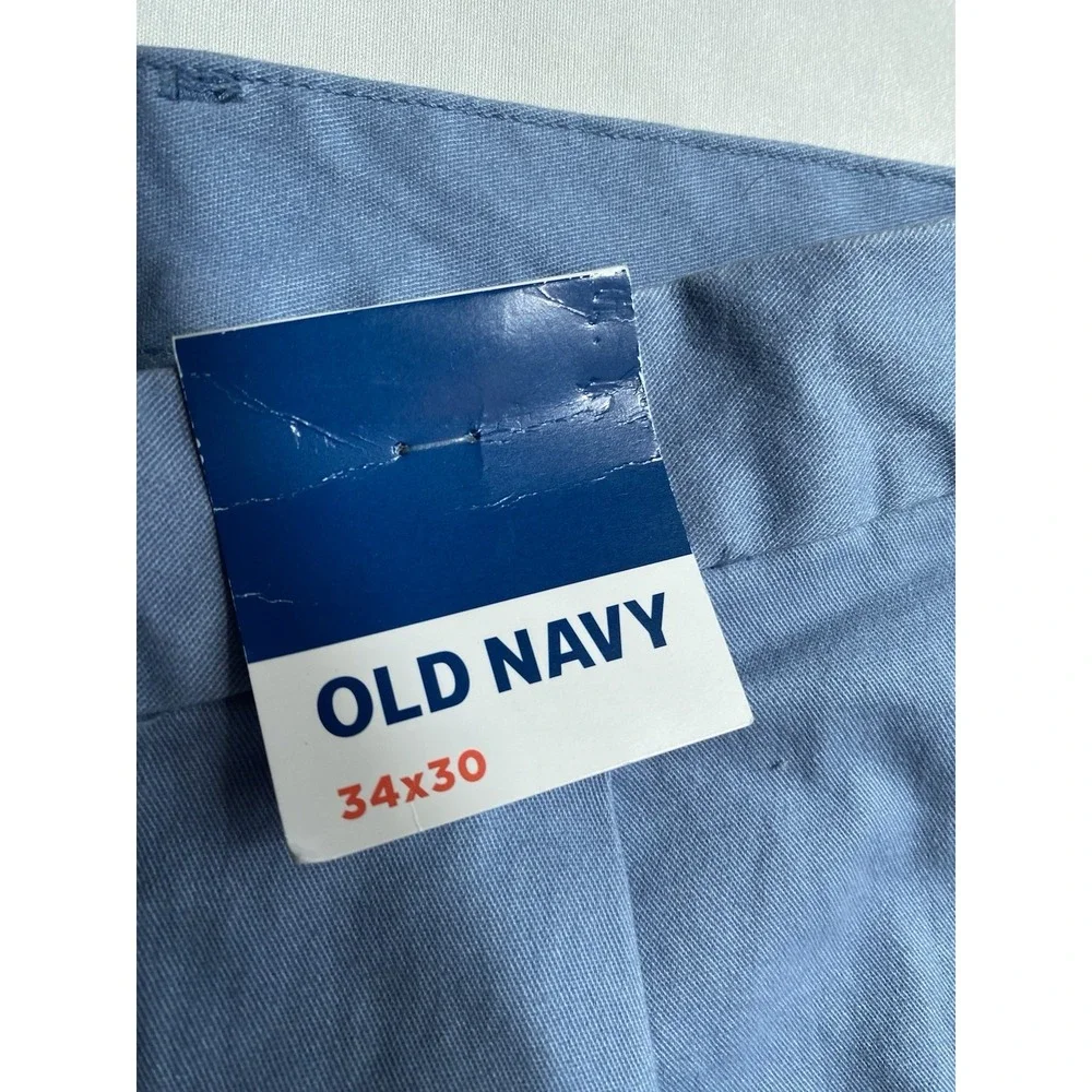 NWT Old Navy Chino Pants Mens 34x30 Blue Harvest Fixed Waist Pleated